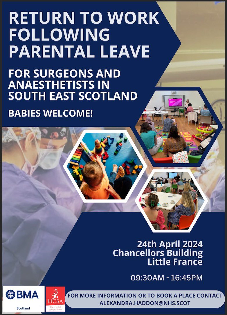 Alex Haddon (@alexhaddon5) on Twitter photo Absolutely delighted to announce our inaugural return to work following parental leave for surgeons and anaesthetists in South east Scotland!!
An amazing line up to get you ready for going back (or keep you right if you are just back)!
<a href="/emilyjanebaird/">Emily Baird</a> <a href="/Ortho_Cherry/">Vicki Cherry</a> Absolutely delighted to announce our inaugural return to work following parental leave for surgeons and anaesthetists in South east Scotland!!
An amazing line up to get you ready for going back (or keep you right if you are just back)!
<a href="/emilyjanebaird/">Emily Baird</a> <a href="/Ortho_Cherry/">Vicki Cherry</a>