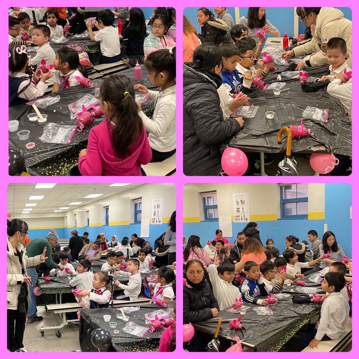 Today our kindergarten friends had some special helpers visit to help make piggy banks. We are making sure we are college and career ready with the support of @NYCKidsRISE 🐷 🏦 👩🏻‍🎓 @nycdistrict30 @NYCSchools