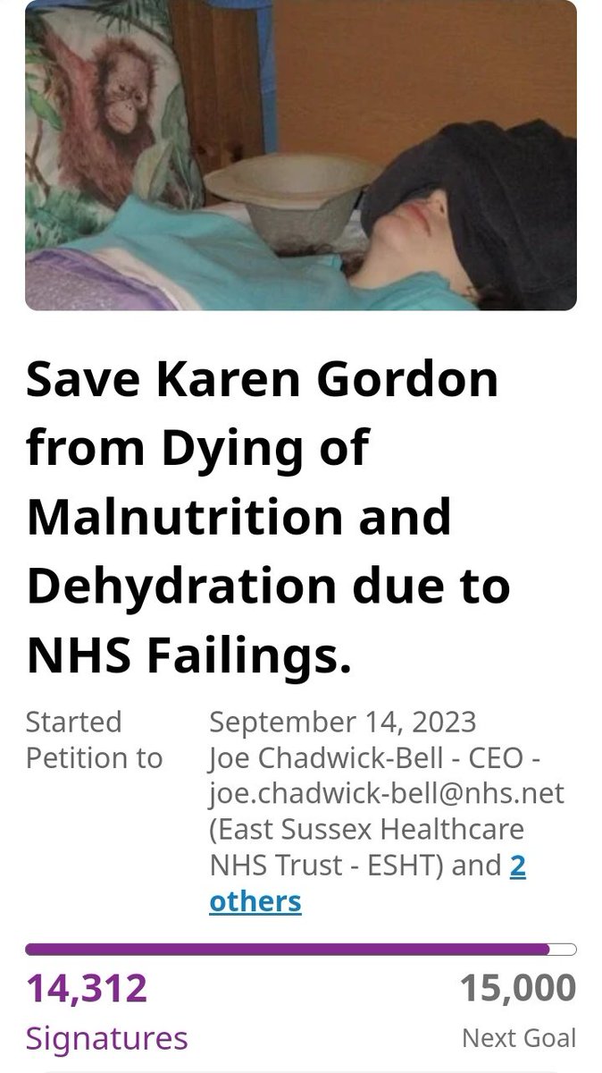 Please sign & share these two petitions for Millie & Karen!!

Both are in hospital, being harmed & mistreated, because their doctors don't believe in Myalgic Encephalomyelitis.

Millie ow.ly/xKYa50QIj44

Karen change.org/p/save-karen-g…

#VerySevereME #MECFS #pwME #MEAwareness