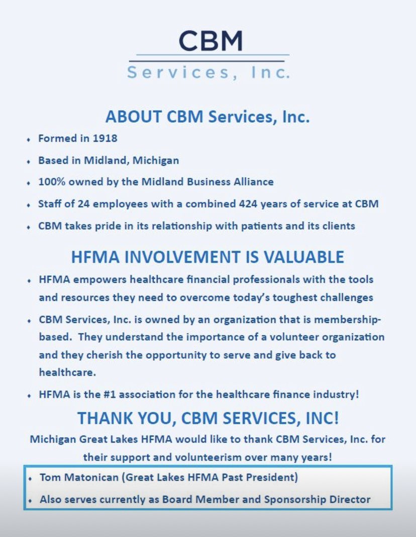 Special thanks, CBM Services, Inc., for being a 2024 General Sponsor!