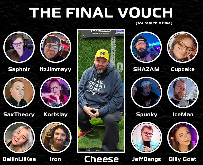 Joining <a href="/ilikecheese3434/">ilikecheese3434 🧀</a> as the final vouches for the #RecruitsInvitational 🧀💛

<a href="/Saphnir/">Saphnir 👑🐉</a> 
@iTzJimmayy 
<a href="/SaxTheory/">SaxTheory</a> 
<a href="/itskortslay/">𝐊𝐨𝐫𝐭𝐳</a> 
<a href="/BallinLilKea/">kee ◡̈</a> 
@The_Iron_Demon (HAPPY BDAY) 🎁
<a href="/SHAZAMGAMINNG/">REIGN SHAMMY 🔜 DREAMHACKATL⚡️</a> 
@Untamedcupcake 
<a href="/ItsSpunky_/">Spunky</a> 
@IceMan30TTG 
<a href="/JeffBangsTV/">JeffBangsTV🕯#RESPAWNRecruits</a> 
@iambillyg0at 

110/100 😏