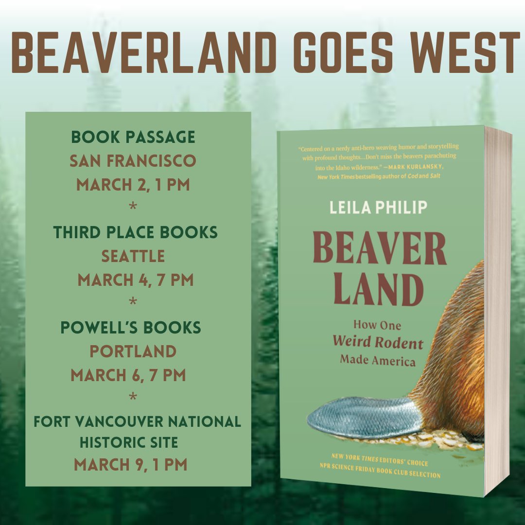 So looking forward to taking Beaverland out West! @bookpassage @ThirdPlaceBooks @Powells