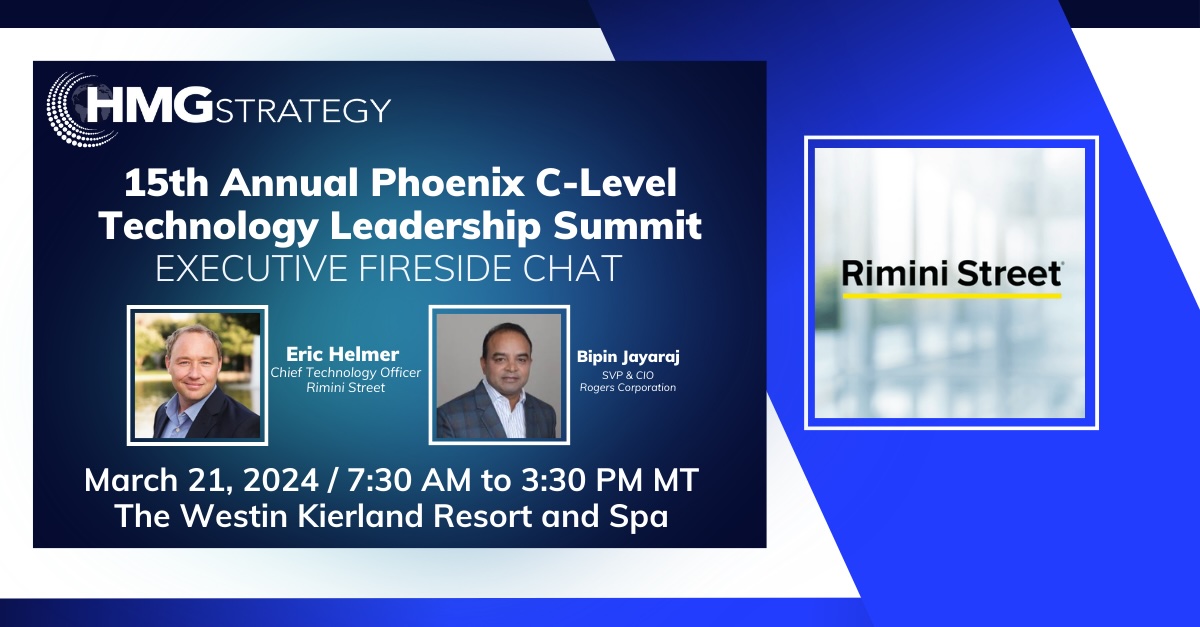 Join me at the #HMG 15th Annual Phoenix C-Level Technology Leadership Summit March 21st!  hmgstrategy.biz/Phoenix