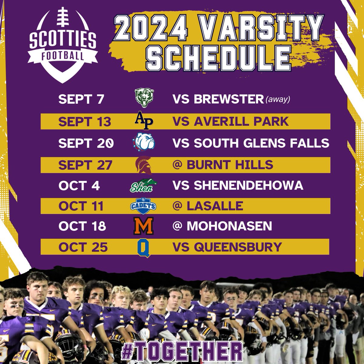 Here we go!!!! Time to get after it boys!! #together 💜🏈💛