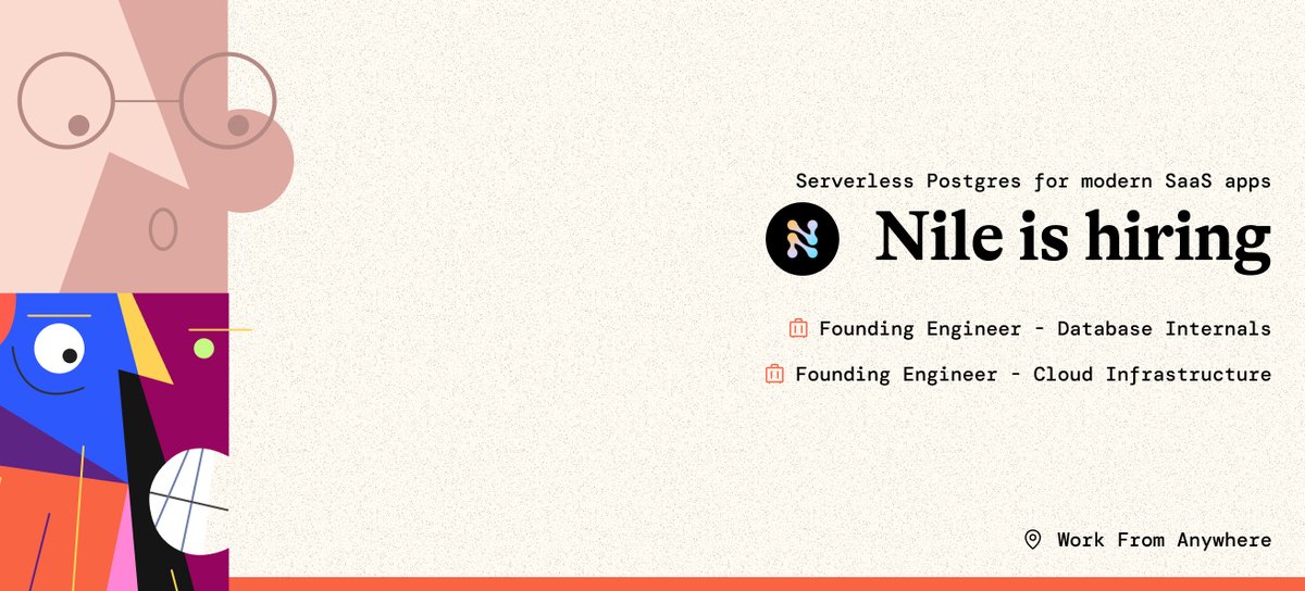 hirerapha's tweet photo. The team over at @niledatabase  are ramping up their #hiring in the eng department!

🤔 What is Nile? It's a Severless Postgres for modern SaaS applications that is designed to help you scale to 0 --> 1B+

Lead by: @sriramsubram 

💼 Jobs:

Founding Engineer - Database Internals: https://t.co/YympTJQw5u

Founding Engineer - Cloud Infrastructure: https://t.co/4UPjFeAxJE