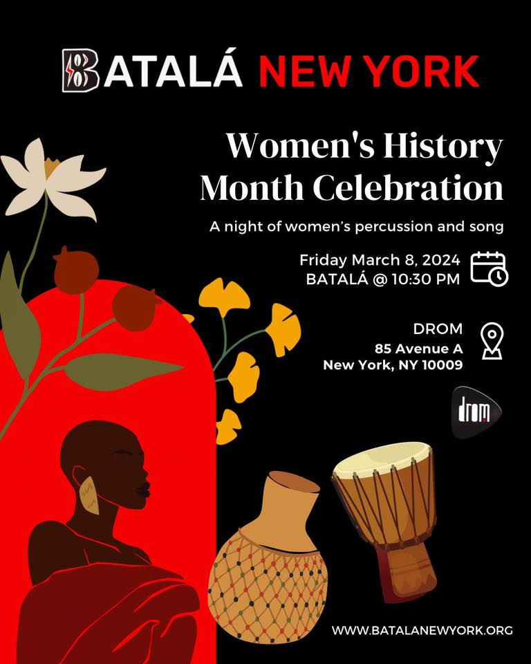 Join Batalá New York March 8th at <a href="/dromnyc/">DROM</a> as we celebrate International Women’s Day 2024.

Follow us on Instagram.com/batalanewyork
#BATALANEWYORK

Tickets: rb.gy/br93yo