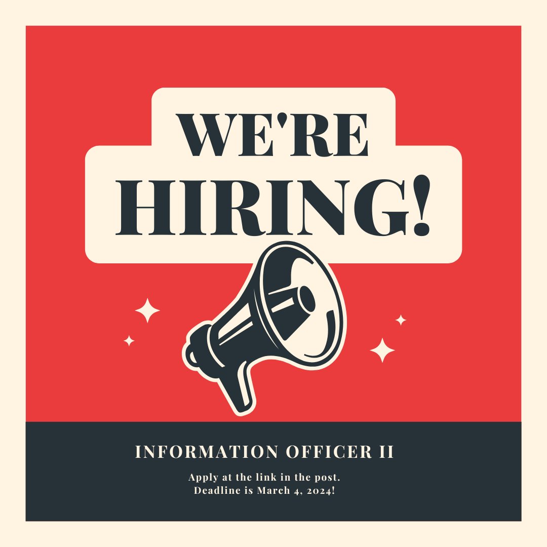 KDLA is hiring an Information Officer II to serve in the Commissioner's Office. Duties include coordinating internal communications, monitoring/reviewing state/federal legislation activity, developing displays, & serving on committees! Apply at t.ly/lkCEl by 3/4/24!