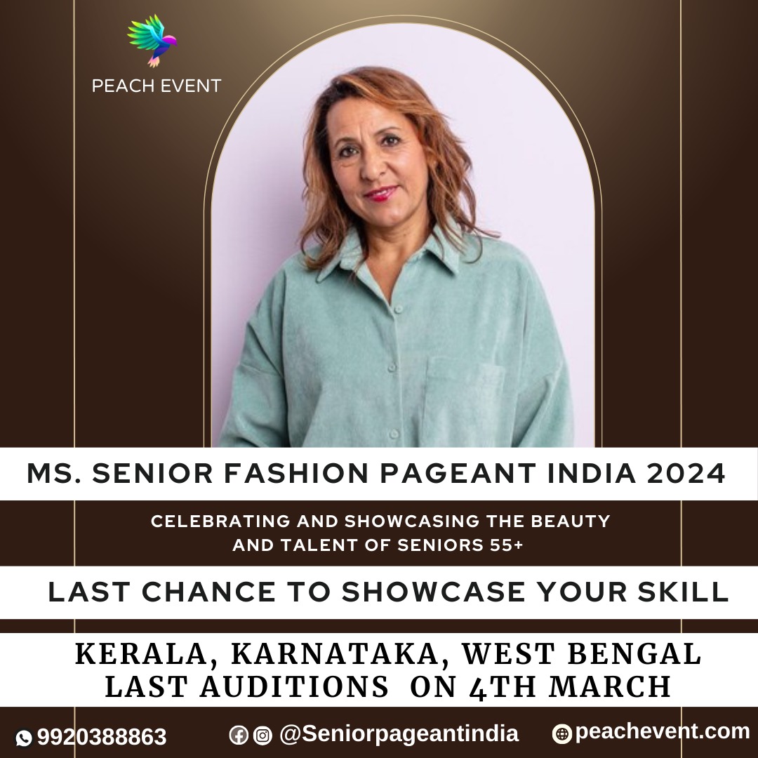 srpageantindia's tweet photo. Calling all seniors in Kerala, Karnataka, and West Bengal! Auditions are underway for Ms. Senior Fashion Pageant India 2024. This could be your chance for a life-changing experience. Join now! 💄💫 #FashionPageantAuditions #India2024 #seniormodels https://t.co/Bw3ocXqJRn