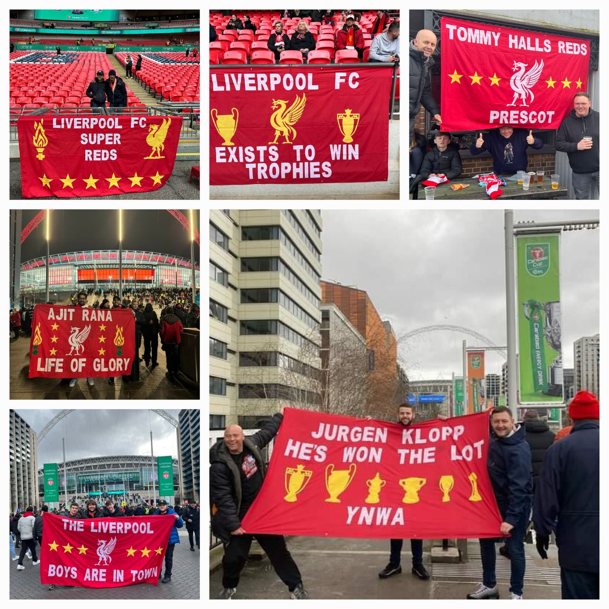 Just a few of our banners in and outside of Wembley Stadium. ❤️❤️❤️❤️❤️❤️ YNWA