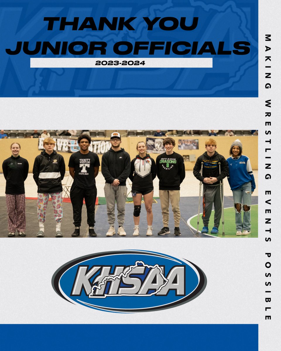 KHSAA took a moment during the 2024 Girls' Wrestling State Championships to recognize the 2023-24 junior official program members in attendance. These young men and women helped to make this season's events possible. The growth of this program is exciting, with 36 junior