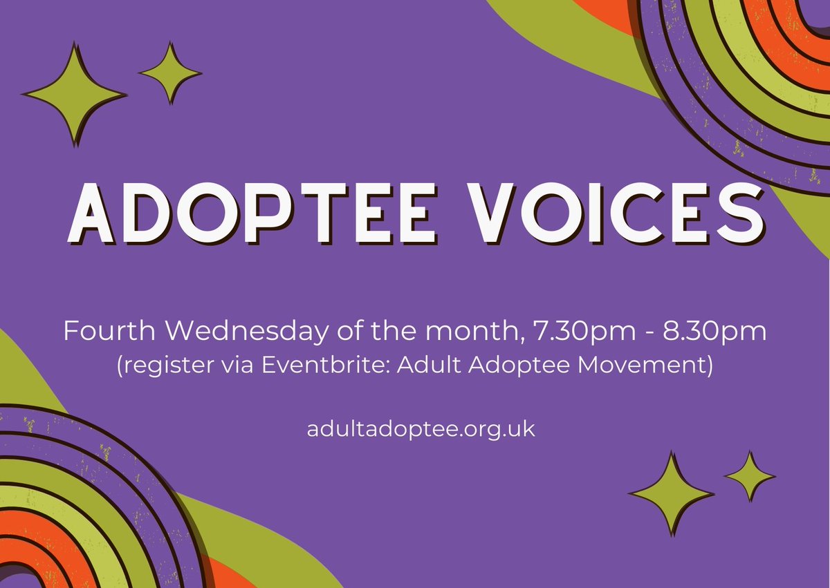 A reminder that we have a monthly Zoom for adoptees. This evening we'll be talking about our election year priorities. Come along and have your say! #AdopteeVoices