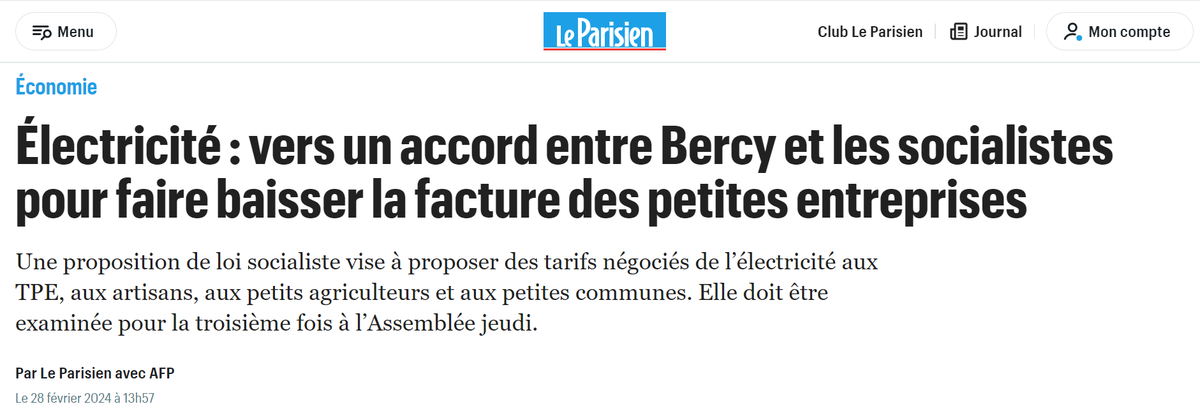 L'Assemblée examinera jeudi une proposition de loi permettant aux artisans et commerçants de bénéficier du tarif réglementé d’EDF Découvrez pourquoi leurs factures ont explosé dans l'enquête de @clairetesson, présentée par @EliseLucet 'Energie, Covid : les profiteurs de crise' :…