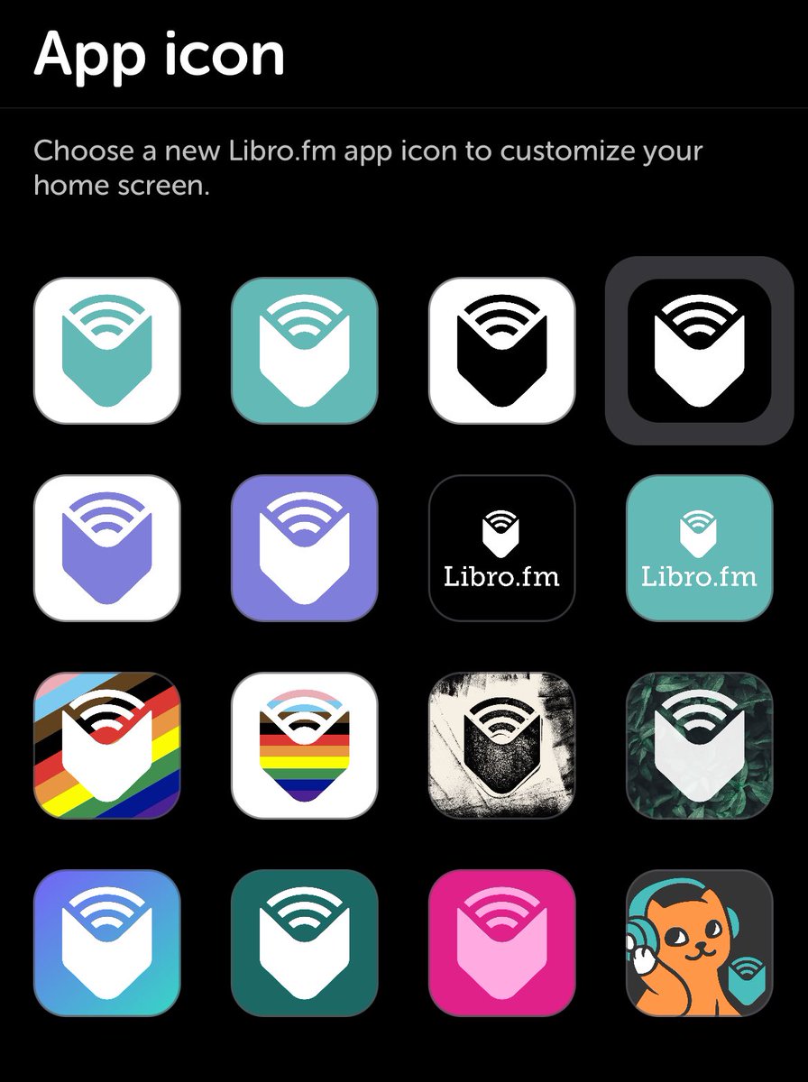 Being able to choose an app icon for <a href="/librofm/">Libro.fm</a> is bringing me a lot of joy this morning