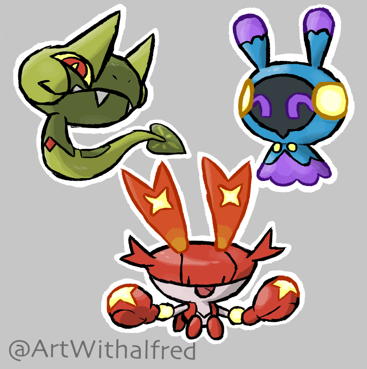 Artsyboi_Sketch's tweet photo. Guess who made yet another set of starters lol
Vineper - Crustellar - Jellight! 

Stay tuned for evolutions! 

#pokemon #fakemon #PokemonDay https://t.co/JClQknsFs3