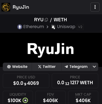 RyuJinDragonETH's tweet photo. RyuJin is now updated on @dexscreener 

#RYUJIN $RYU https://t.co/EwMzS0w4ut
