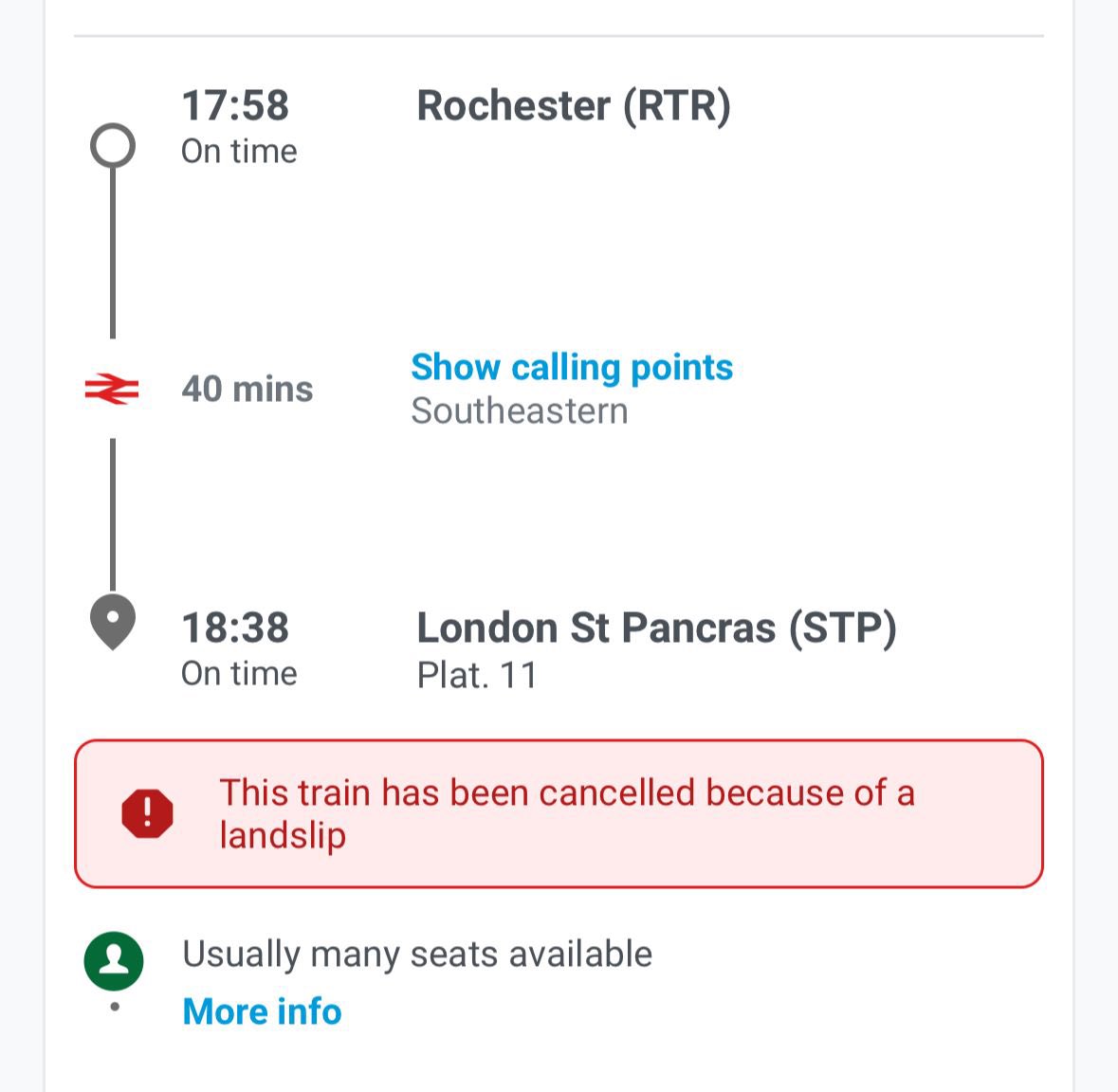 JakHero's tweet photo. @Se_Railway the trains from RTR to STP seem to be cancelling so far in advance, are these not running? https://t.co/iCC6DM7aCI