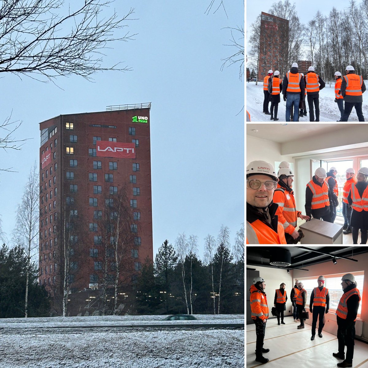 KarjulaJussi's tweet image. Tänään @Laptirakentaa hallitus ja johto tutustuivat Oulun Välkkylään valmistuvaan opiskelijatornitalo UNO:on. Hulppea 16-kerroksinen ja 170 opiskelija-asunnon kohde on komea maamerkki Pohjantien varressa. Kiitos yhteistyöstä #PSOAS , kiitos oma tiimi ja yhteistyökumppanit.