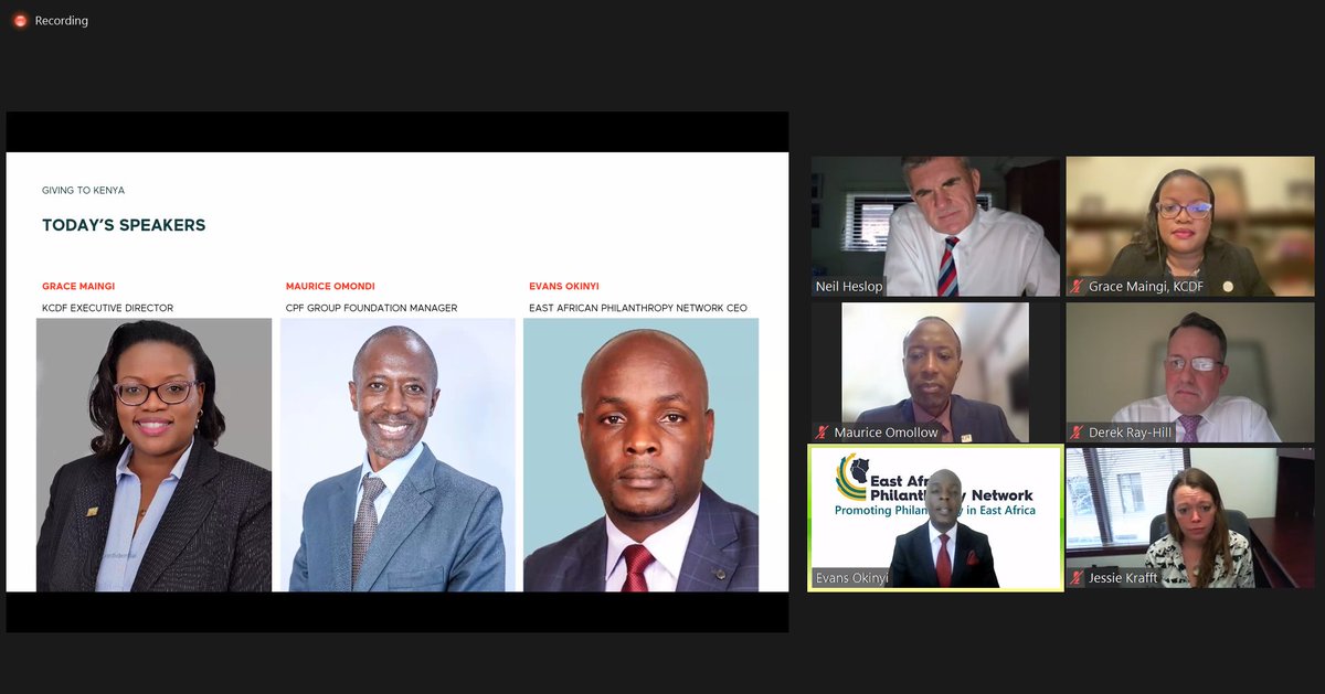 🌍 The 'Giving to Kenya Webinar' is live! We've kicked off with the @Caf Group Chief Executive @NeilHeslop64 giving us an overview of CAF's initiatives, followed by Jessie Kraft, interim CEO, showcasing @CAFAmerica 's work.🎉🎉

@washevans @GraceWMaingi @moritzo2000 @KCDF