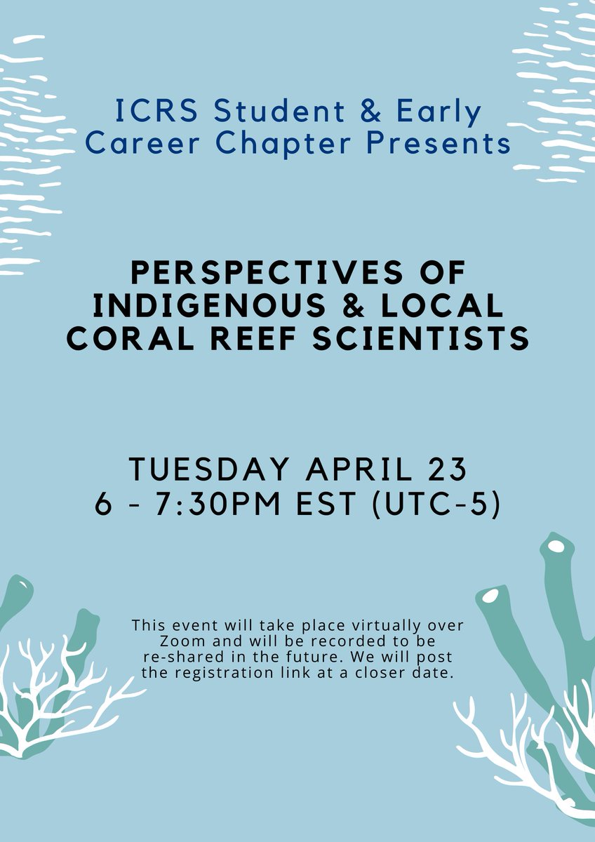 🚨🐳SAVE THE DATE 🚨🐳

Join us on 23 April 2024 from 6:00-7:30pm EST (UTC-5) for a #reeftalk featuring four coral-ful 🪸 indigenous and local reef scientists from around the world🌏

This will be an online event via Zoom so stay tuned for more details. 🤿 #coralreefs