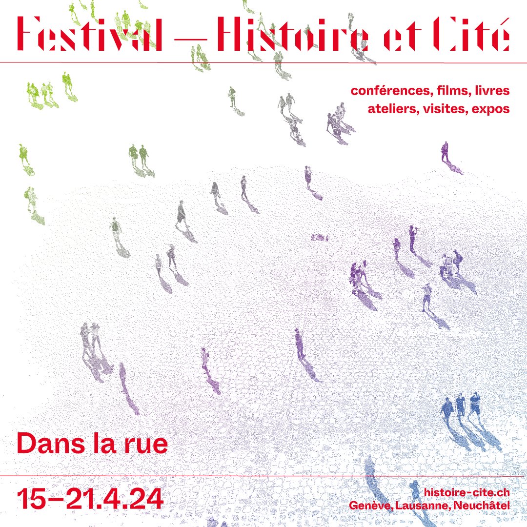 Vous l'attentiez, il est enfin là! Le visuel de l'édition 2024 du #festivalHistoireetcité sur le thème de #larue.
Déambulez, flânez, vagabondez prochainement dans les #rues de #genève #lausanne et #neuchatel pour repérer les affiches!