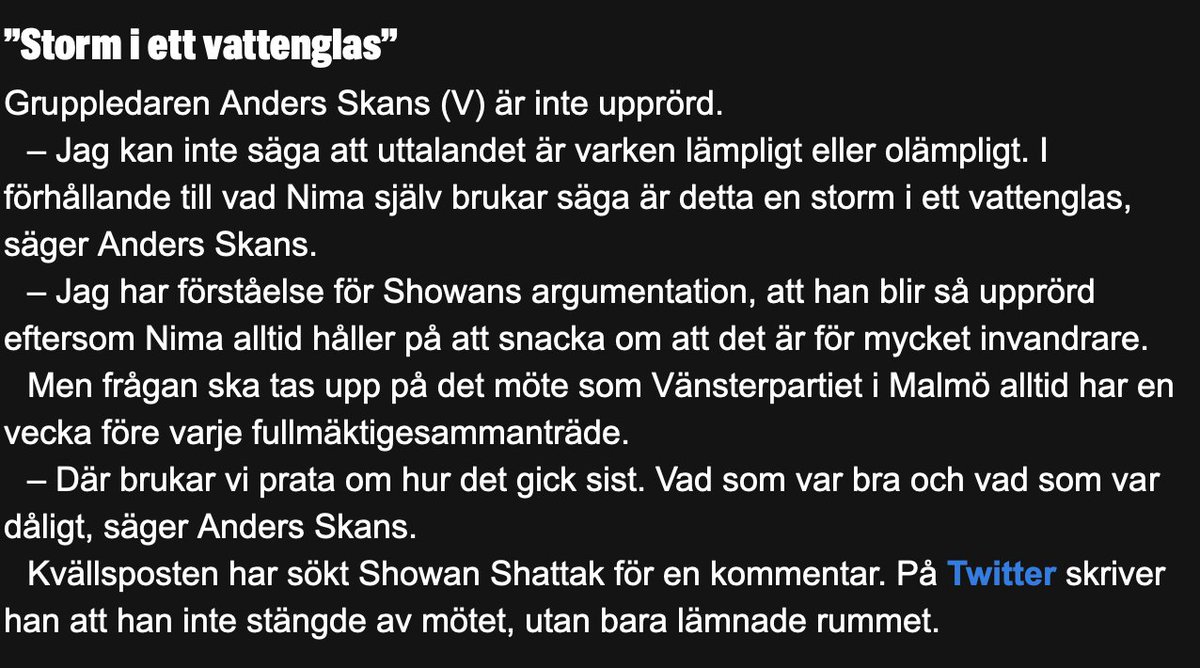 Intressant att det blivit så mycket ståhej omkring att @RichardJomshof skrivit att vänsterpartisten Daniel Riazat borde flytta från Sverige. För tre år sedan, under en debatt i Malmö stads kommunfullmäktige erbjöd Vänsterpartiets ledamot Showan Shattak att betala min resa till…