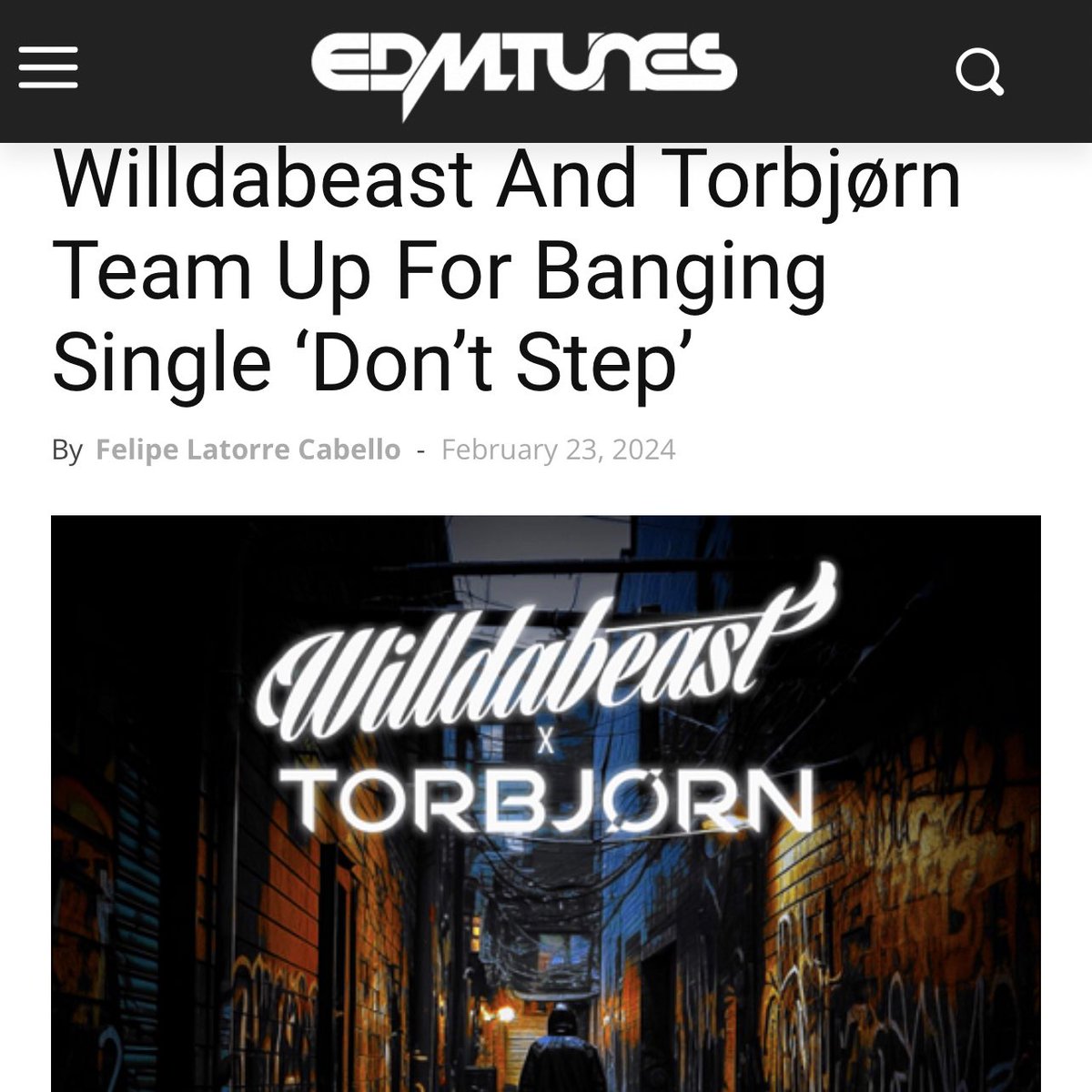 BeatsByTor's tweet image. Wowww thanks so much to EDMTunes for the support on Willdabeast and my new song ”Don’t Step,” out now on Muti Music.

Read the Article: edmtunes.com/2024/02/willda…