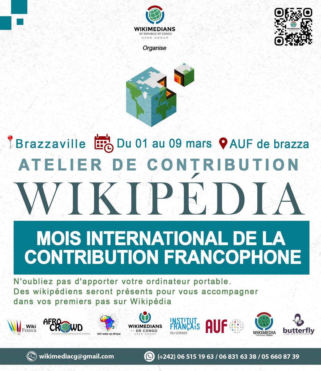 ✨ NOTRE RENDEZ-VOUS DU MOIS DE MARS #Mars | En cette période du Mois International de la Contribution Francophone, nous vous offrons l'opportunité de vous joindre 𝐆𝐑𝐀𝐓𝐔𝐈𝐓𝐄𝐌𝐄𝐍𝐓 à nos ateliers de formation sur la contribution à Wikipédia. 📚💻 #Wikifranca #Wikipédia