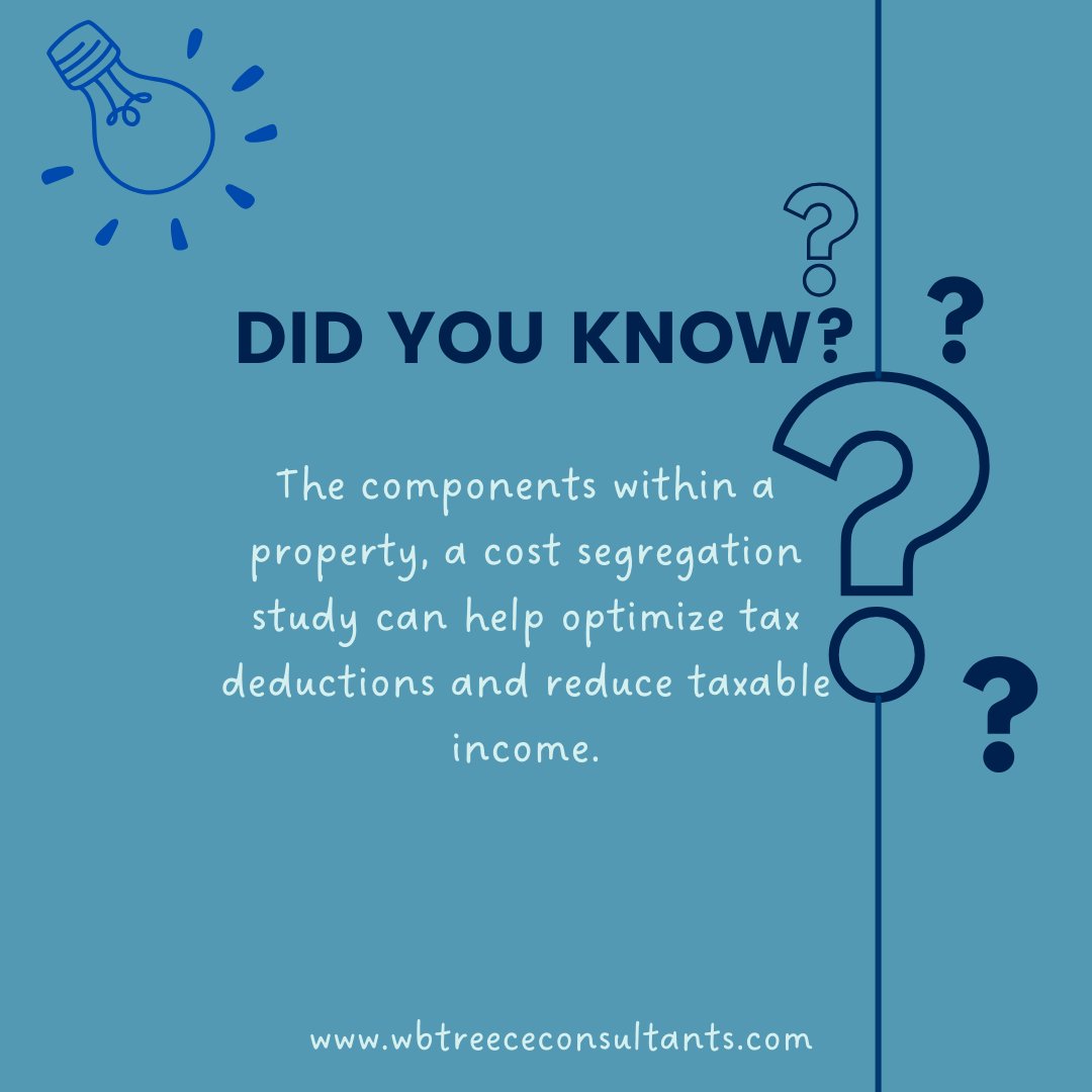 wbtcassessors's tweet image. By identifying components within your property, you can optimize deductions and slash taxable income. 
Maximize your tax savings today! 
#CostSegregation 
#TaxBenefits 
#PropertyOptimization
#WBTreeceConsultants