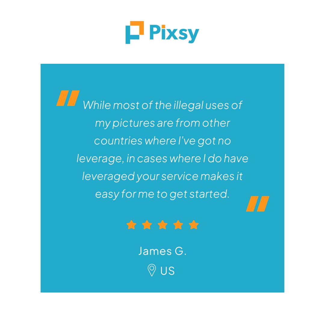 Pixsy scans the public internet and provide matches of the images to be reviewed. If a match happens to be an infringement the system allows the photographer to take further action and have the image removed or recover lost revenue. Get started for free today! #ProtectedbyPixsy