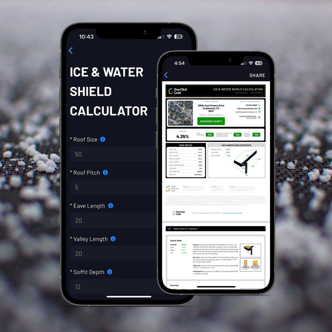 Let our built in calculators do the Ice and Water Shield calculation for you. And how about a PDF of the calculation you can attach to your claims documents?

#oneclickcode #techtowatch #insurance #roofingindustry #insurtech #roofingindustry #roofingexperts #roofing #roofers