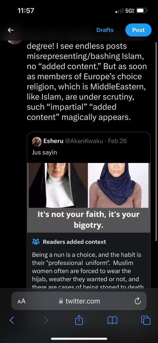 See, this is that BS, to the umph degree! I see endless posts misrepresenting/bashing Islam, no “added content.” But as soon as Europeans & whitewash’d Christianity, which is originally MiddleEastern, like Islam, are scrutinized, such “impartial” “added content” magically appears