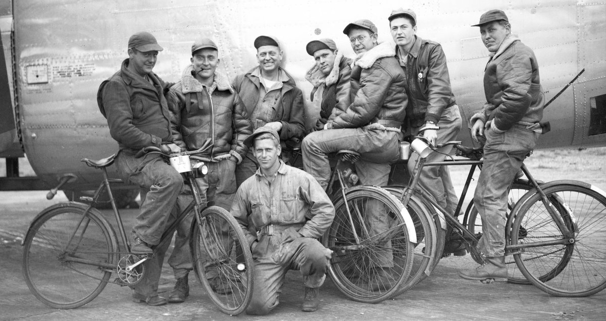 These 68th Bomb Squadron, 44th Bomb Group groundcrew at Shipdham, Norfolk, seem full of humour and mischief, and could even be a film or TV cast.

Third from left, back, is assistant crew chief Sergeant Emil Ukens, whose son Don provided the photo. The 44th BG flew B-24s.