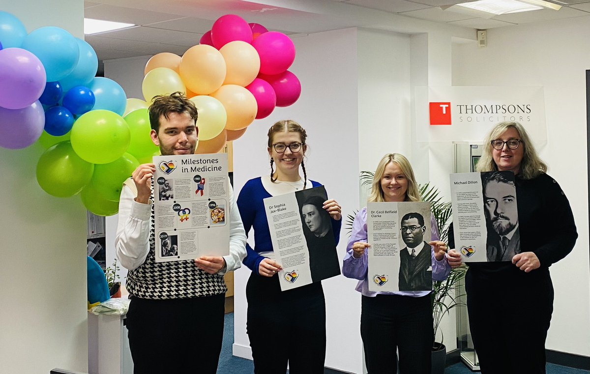 🌈 During February and #lgbtqhistorymonth we have been learning about the milestones in Medicine and have particularly focused on the achievements of; Michael Dillon Dr Cecil Belfield Clarke Dr Sophia Jex-Blake Photo below of our Bristol @ThompsonsLaw colleagues 🌈
