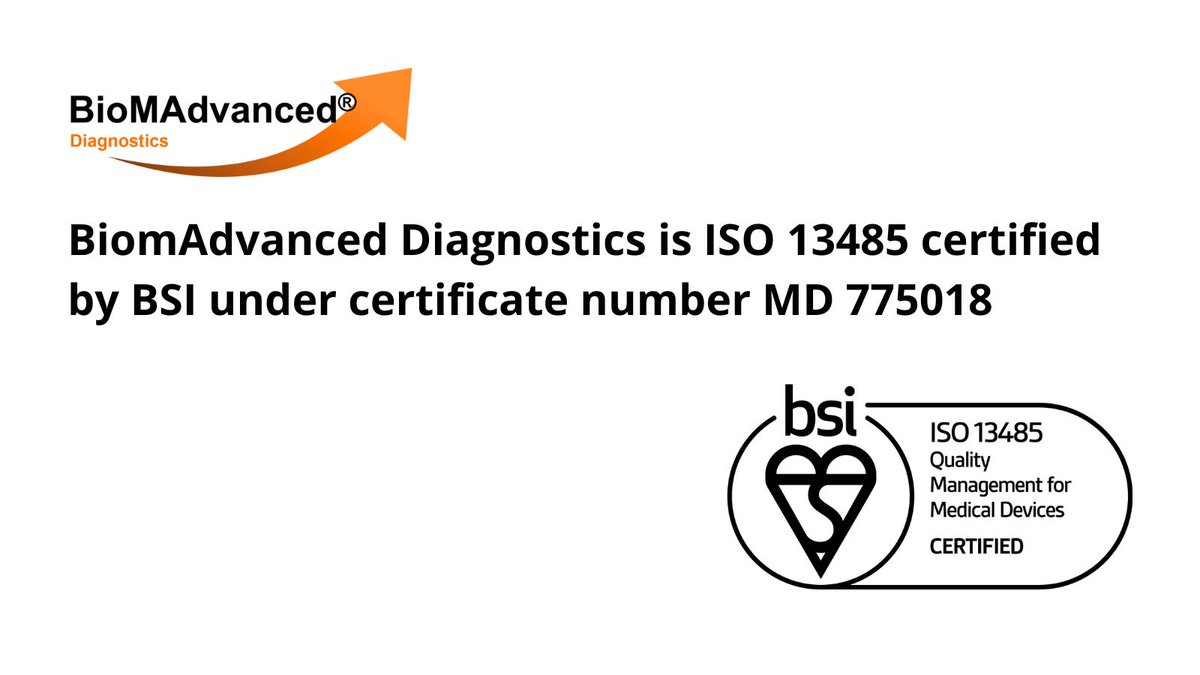 [Milestone] BiomAdvanced Diagnostics is ISO 13485 certified by BSI under certificate number MD 775018.
 
#ISO13485 #RegulatoryAffairs #MedTech