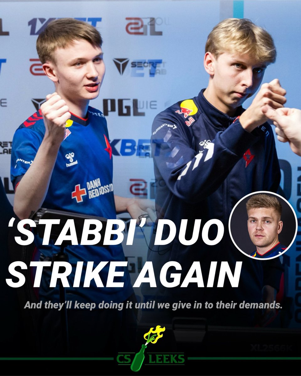 CS2Leeks's tweet image. REPORT: Astralis temporarily remove stavn and jabbi amid Team Falcons interest

Astralis said in a statement, &quot;After the RMR, stavn and jabbi initiated a push to replace blameF, which came unexpectedly to both blameF and Astralis&apos;s management team.&quot;

&quot;The same day we decided to…