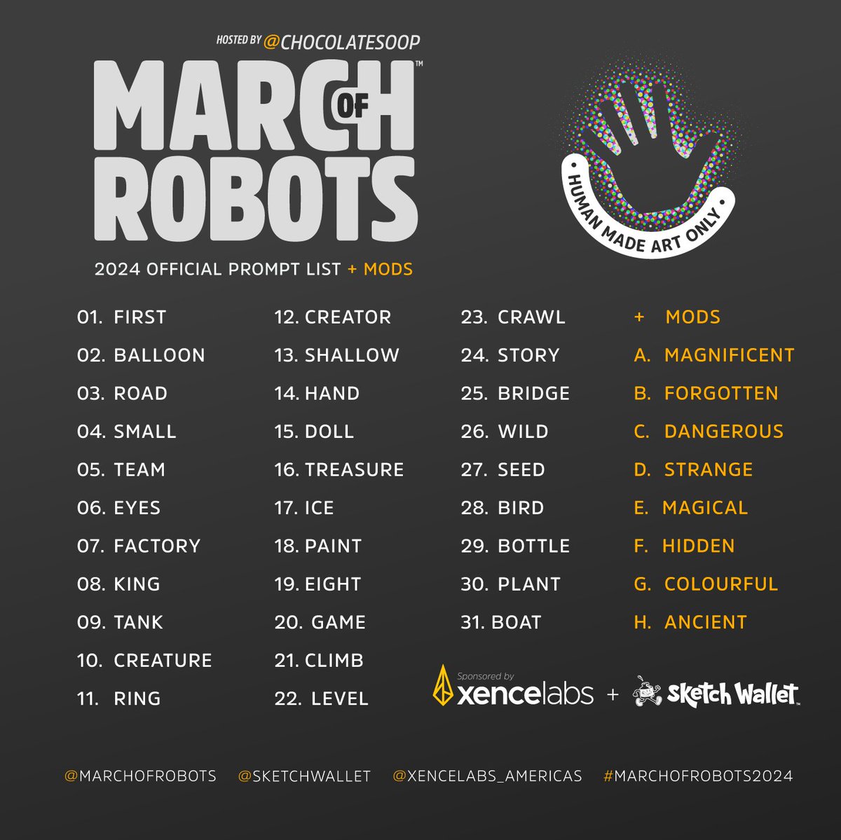 Xencelabs's tweet photo. MARCH of ROBOTS 2024 starts this Friday!

JOIN IN FOR A CHANCE TO WIN!!! 1 of 4 Xencelabs Pen Tablet Small + Quick Keys and a Sketch Wallet

https://t.co/fqMmr24kN0

#marchofrobots2024 #createwithxencelabs #xencelabs #sketchwallet #chocolatesoopstudio #dacostabayley https://t.co/r8FuFGrlk8