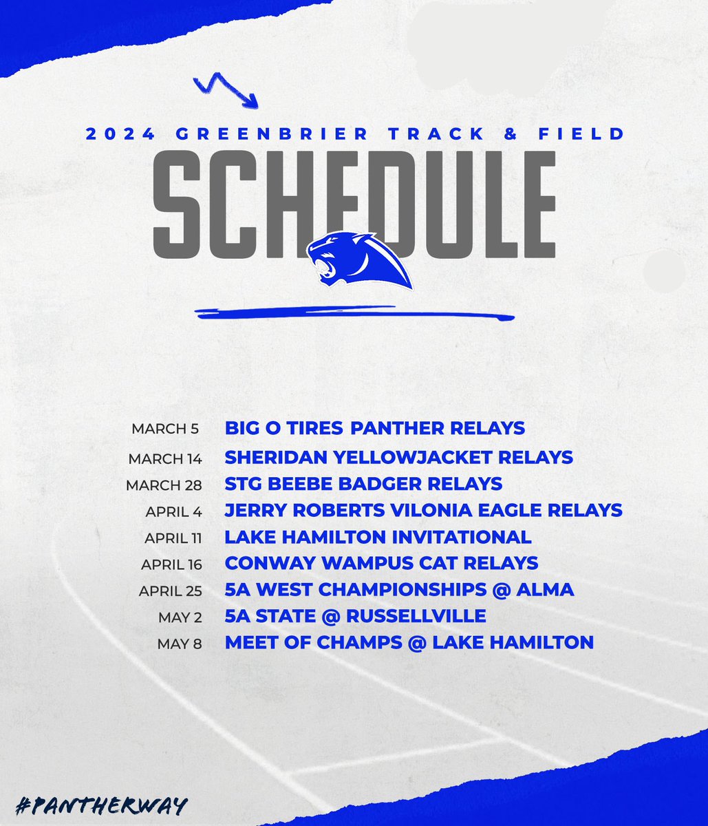 Excited for upcoming senior track season starting next week at home!!! Big thanks to Big O Tires of Conway for sponsoring all our home track meets this year.