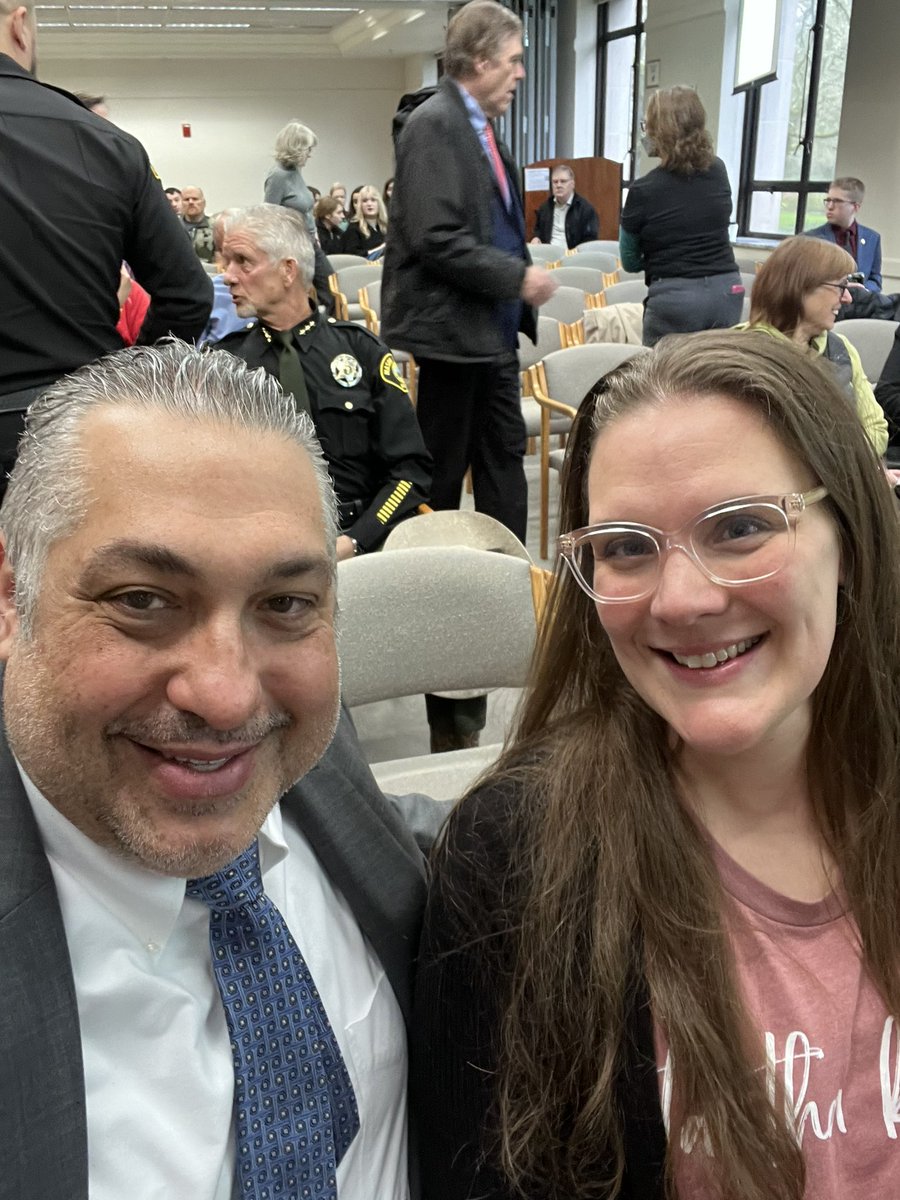 With my client Amber Goldade who is about to testify in support of I-2113 which reforms the law on vehicle pursuits. She lost her daughter to the driver of a stolen truck. She is incredibly brave - glad the legislature heard demand to hold hearings. @CADFWashington #waleg