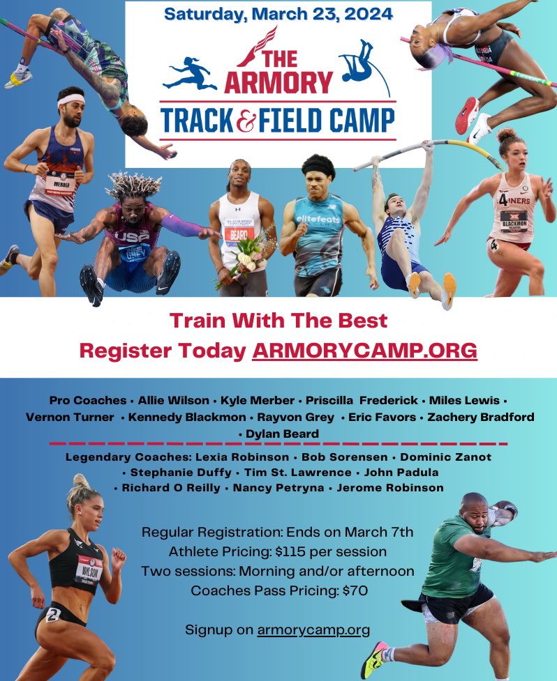 Armory Camp on 3/23 > HS Track Meet on 3/23 @ArmoryNYC