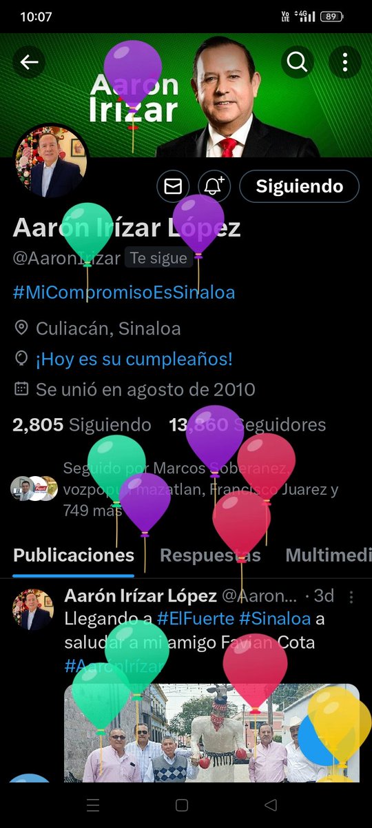 <a href="/AaronIrizar/">Aarón Irízar López</a> muchas felicidades y que pase muy feliz cumpleaños junto a la familia y seres queridos. Le mandamos un cariñoso abrazo desde mi familia. 🎂🎊👍🏻🙂