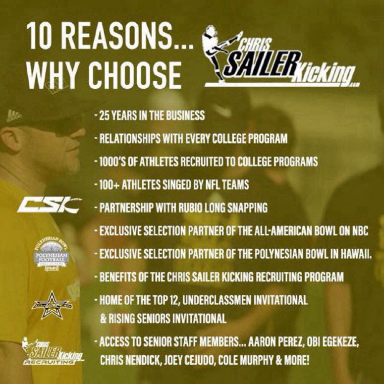 @thepeytonhester This is Chris Sailer. I wanted to invite you to train & get nationally ranked with Chris Sailer Kicking. Here is our upcoming schedule. DM me anytime!