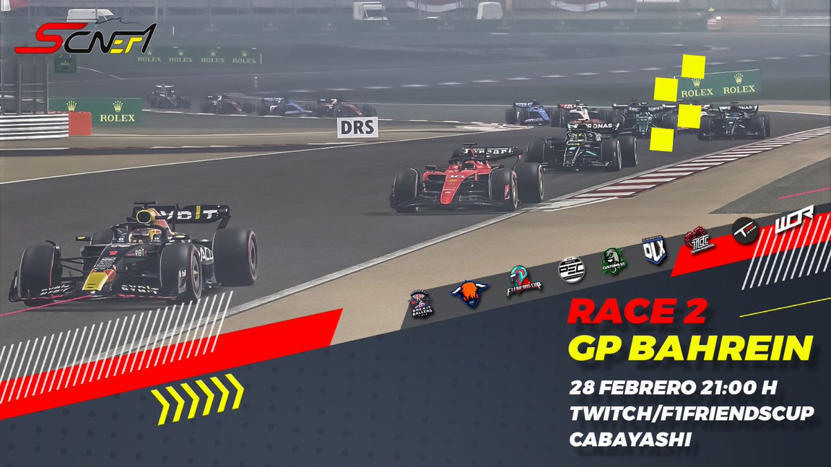 #SCNEF1 | 🔜 ROUND 2 SCNEF1!

🇧🇭 Esta noche viajamos hasta el circuito de Sakhir para disputar la segunda carrera de SCNEF1.

🎙️ A partir de las 21h te lo contará <a href="/Cabayashi/">𝓒𝓪𝓫𝓪𝔂𝓪𝓼𝓱𝓲</a> en nuestro canal de Twitch.

📺 twitch.tv/f1friendscup

🔥 ¡Suerte a todos los equipos / pilotos !