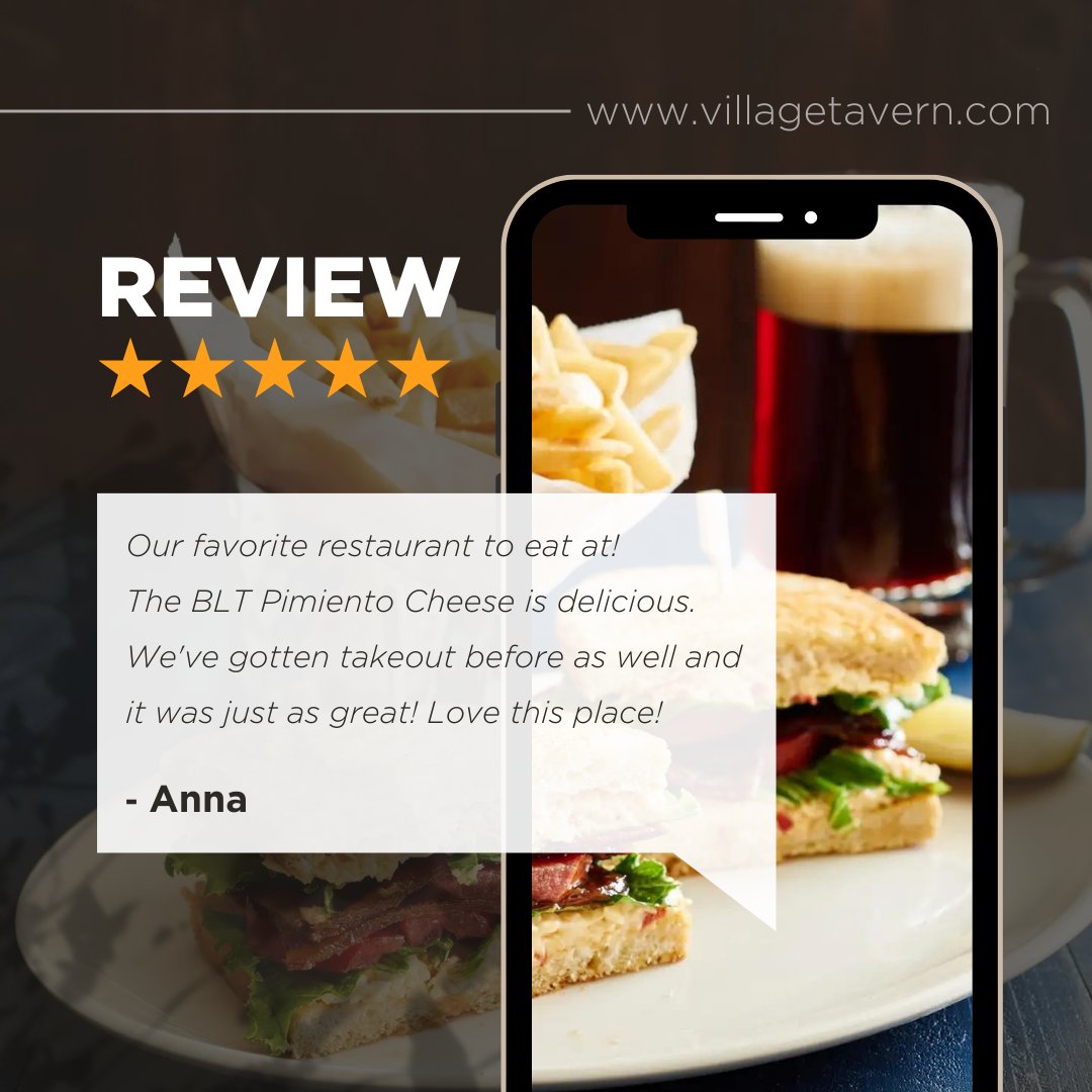 Thank you, Anna, for your wonderful review! We're delighted to hear you enjoyed our BLT Pimiento Cheese.🌟🥪 Share your review on our website: villagetavern.com #GoodVibes #QualityFood #AffordablePrices #FreshIngredients #EatLocal #DeliciousFood #TastyEats #FoodLovers
