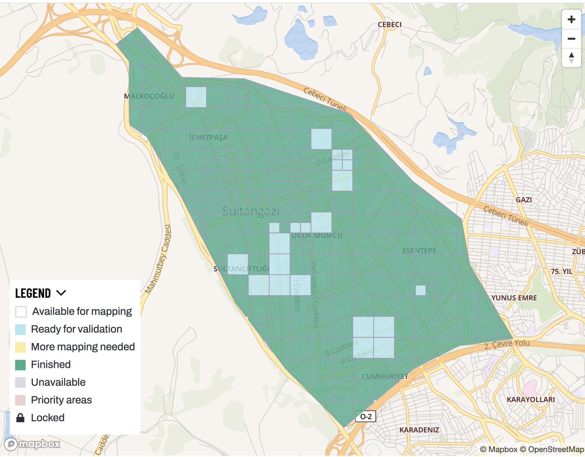 Istanbul Earthquake Preparedness - Part 1 project has mapped 💯%. Thanks for contributing and supporting our project tasks.hotosm.org/projects/15997 We launched part 2 of @hotosm TM project, join and map together with us! tasks.hotosm.org/projects/16206