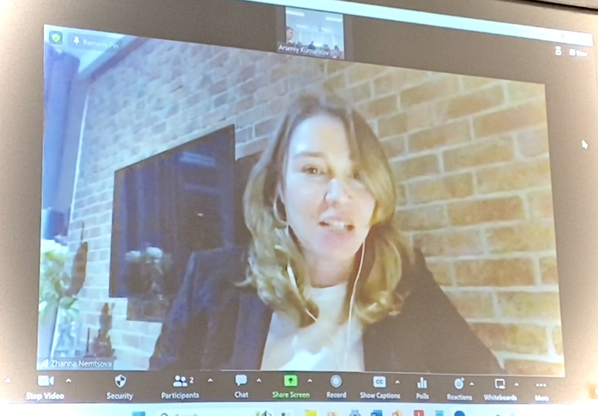 Thank you for speaking to the @UMassAmherst Russian Politics class, @ZhannaNemtsova! I can’t imagine what a difficult day the anniversary of your father’s assassination was, but we’re grateful for your time, your activism and your sharing of his life + work on that important day.