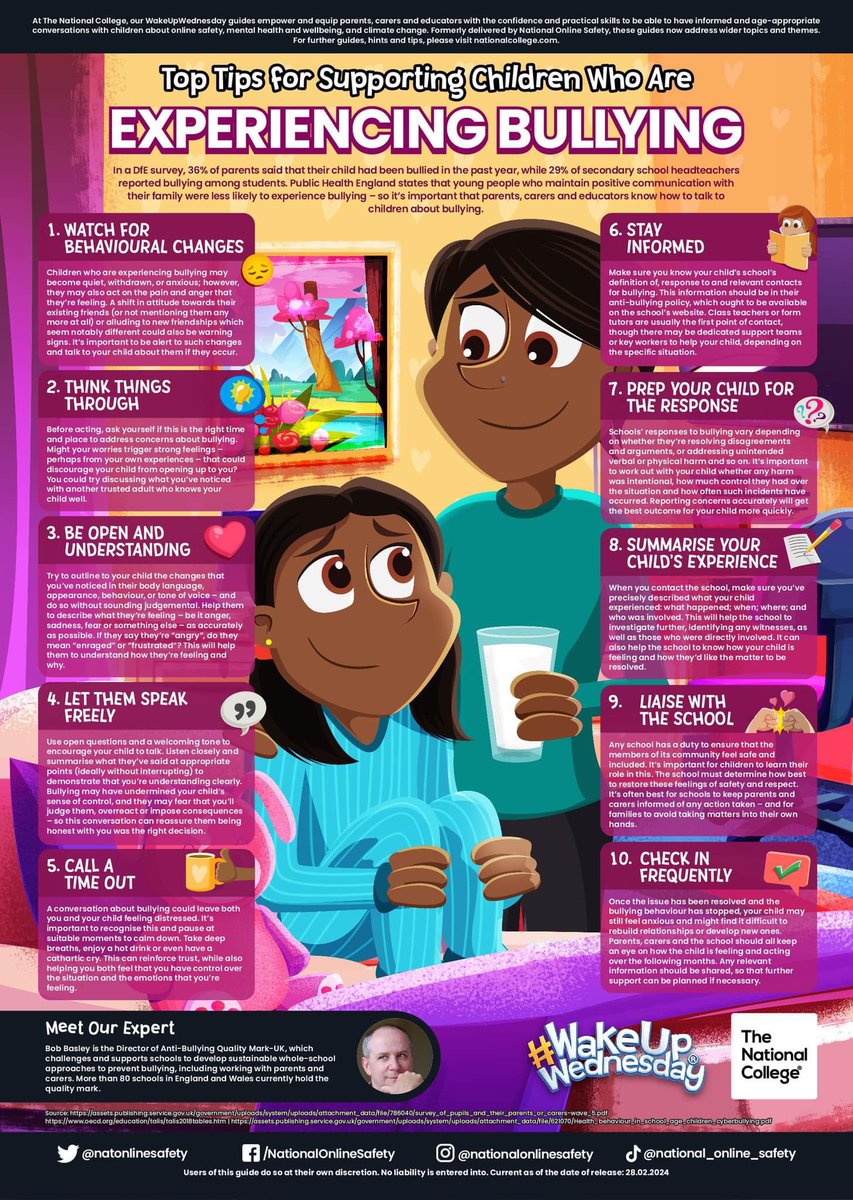 Hard to identify 👀 harder to stop 🛑 Bullying continues to be a problem which can ruin young lives: This week’s #WakeUpWednesday our friends @natonlinesafety highlight ways in which trusted adults can help. 🙌 @fcwpa @bawelps @UpperRhymneyPS @PrimaryWhite @Phip_Primary @IDS3to18