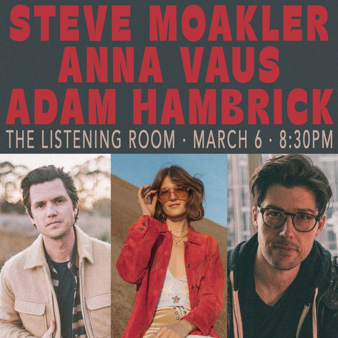 Creative Nation (@_creativenation) on Twitter photo NEXT WEEK!! This crew is playing at The Listening Room! 🤠
Grab your tickets and drop your requests!!
<a href="/stevemoakler/">Steve Moakler</a> <a href="/annavaus/">Anna Vaus</a> <a href="/adamhambrick/">Adam Hambrick</a> <a href="/listeningroom/">Listening Room Cafe</a> NEXT WEEK!! This crew is playing at The Listening Room! 🤠
Grab your tickets and drop your requests!!
<a href="/stevemoakler/">Steve Moakler</a> <a href="/annavaus/">Anna Vaus</a> <a href="/adamhambrick/">Adam Hambrick</a> <a href="/listeningroom/">Listening Room Cafe</a>