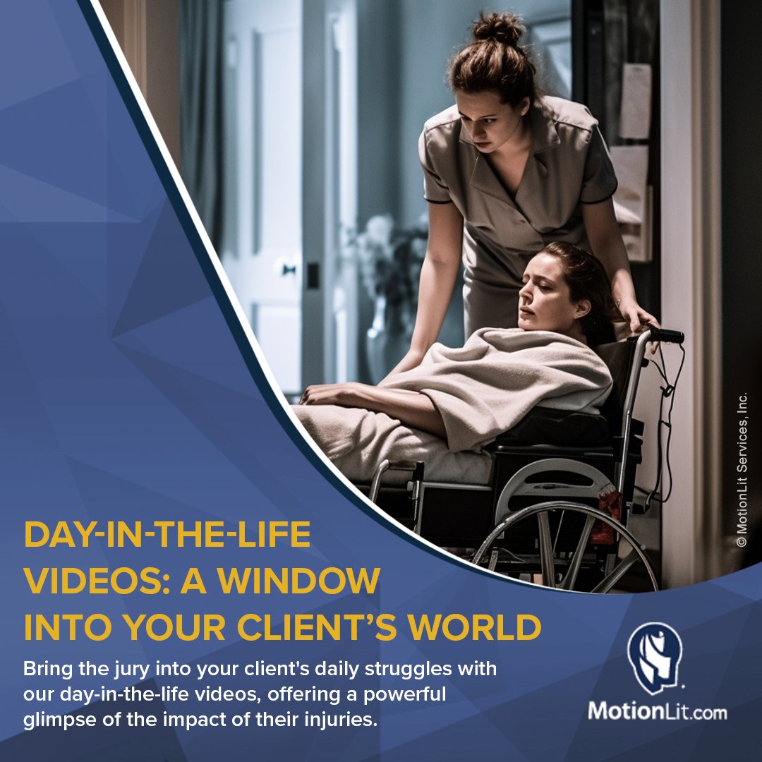 Bring the jury into your client's daily struggles with our day-in-the-life videos, offering a powerful glimpse of the impact of their injuries.

Call Today 855-850-0650 | MotionLit.com
#lawyer #law #litigationsupport #PersonalInjuryLaw #SettlementSuccess