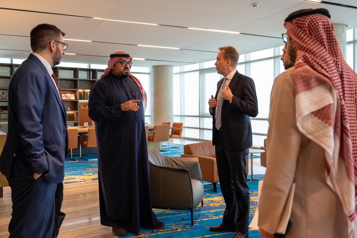 HE Minister of Economy and Planning and Børge Brende, President of the World Economic Forum, discuss the preparations for the @WEF Special Meeting, to be held in the Kingdom in April, as well as global economic developments and topics of common interest.