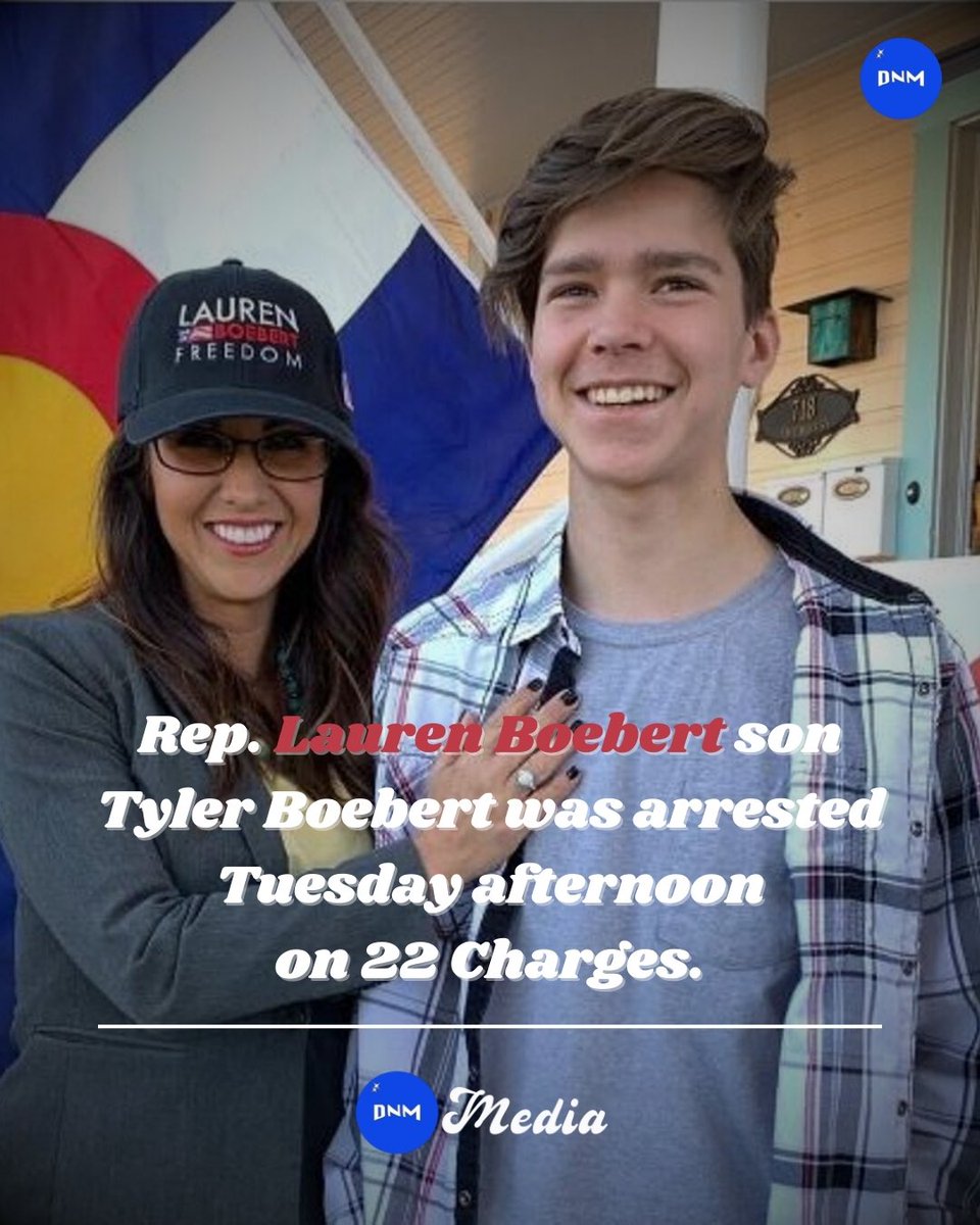DividedNoMoreCo's tweet photo. Colorado’s U.S. Republican Representative Lauren Boebert’s son, Tyler Boebert was arrested Tuesday afternoon around 2:30pm in connection to the trespasses and thefts. #TylerBoebert #replaurenbobert #DNMMedia 🔵🇺🇸 https://t.co/rNNfGFHg5f